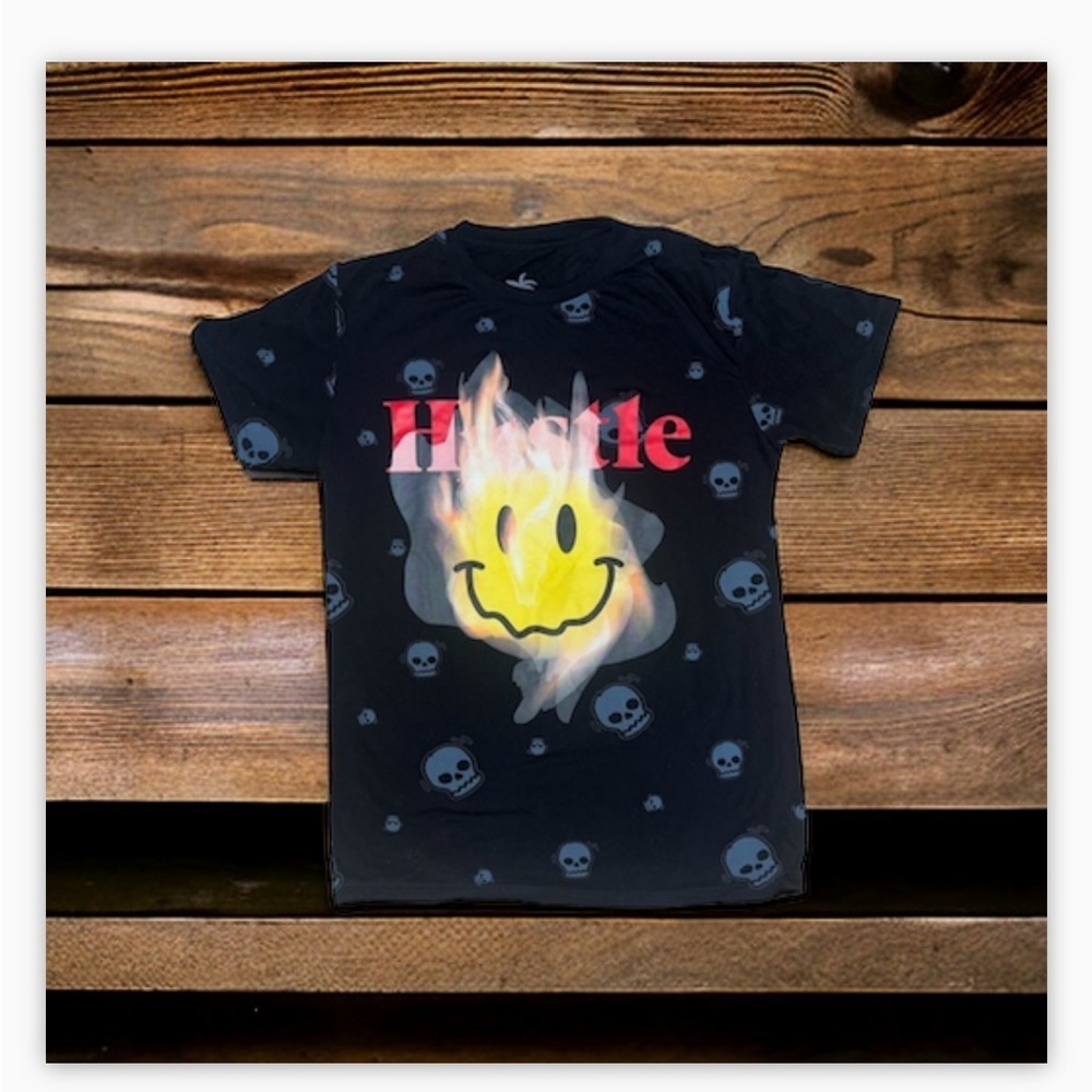 Vibes Brand Hustle Shirt -Emoji fire Graphic Tee🔥 NWOT Sz M - Picture 2 of 7